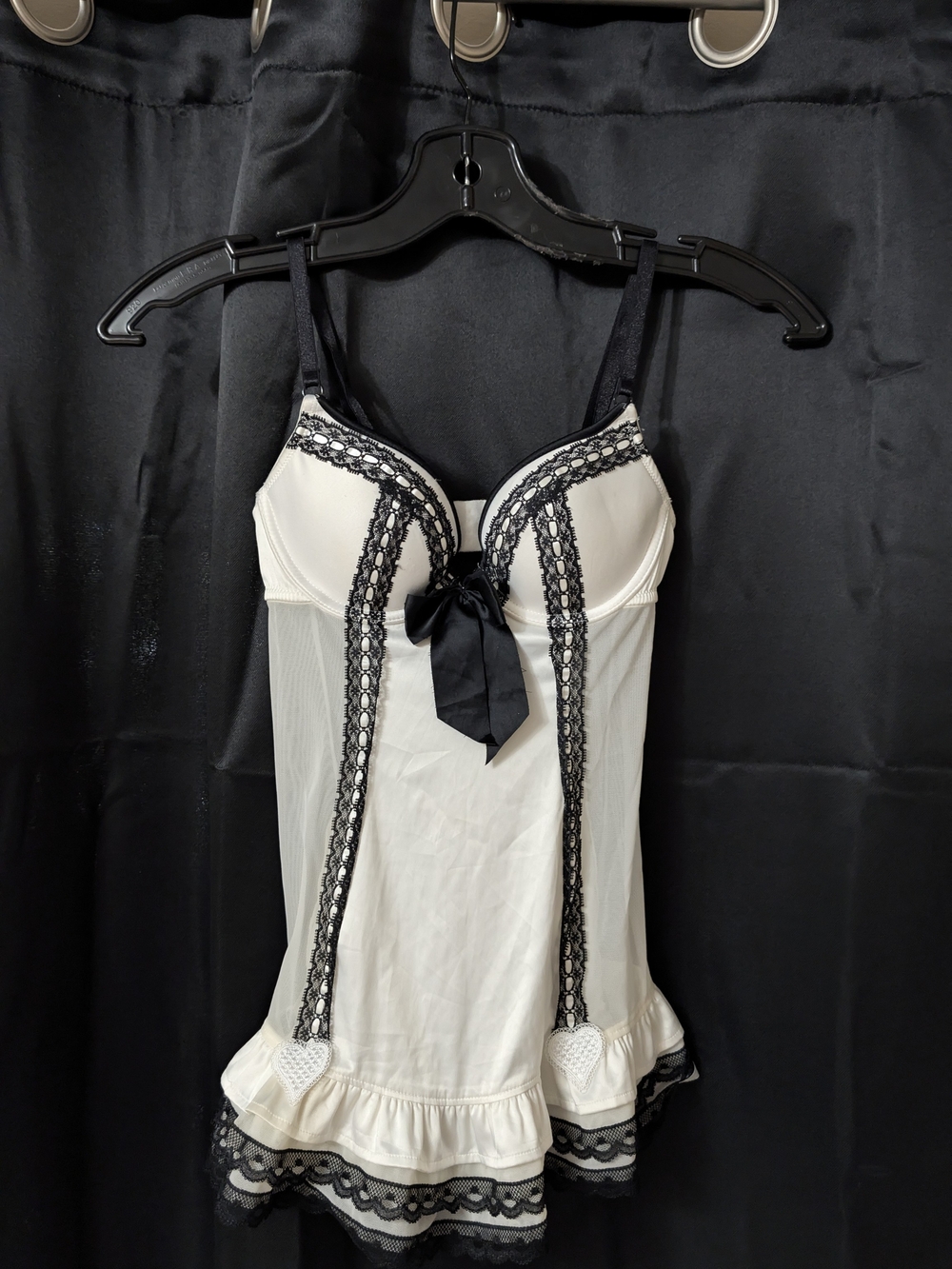 La SENZA Ivory Chemise with Black Lace Trim
